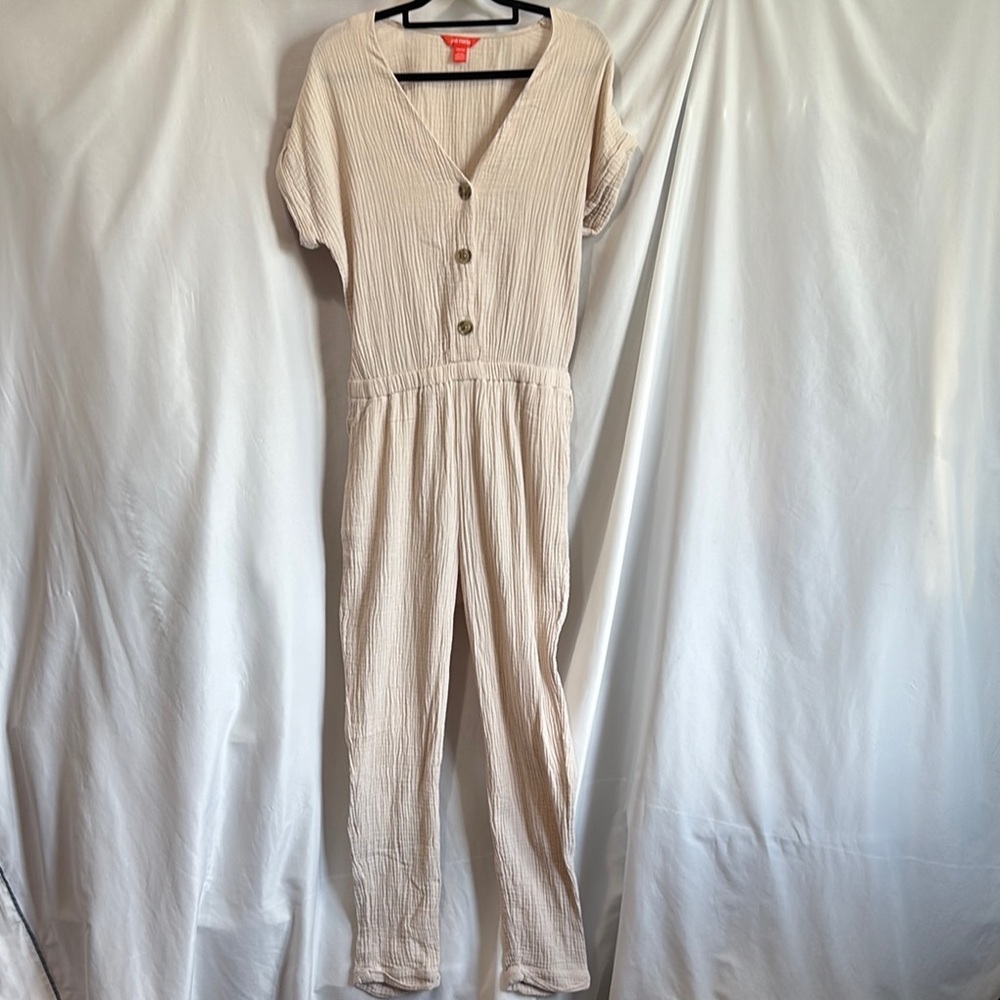 Joe Fresh Beige V-Neck Jumpsuit XS257